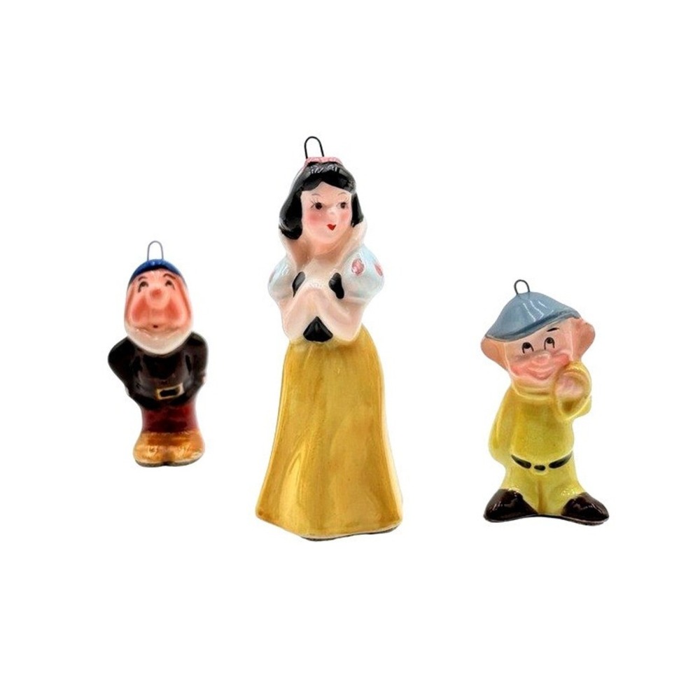 Vintage Snow White 7 Dwarfs Ceramic Figurines Japan Hand Painted Set